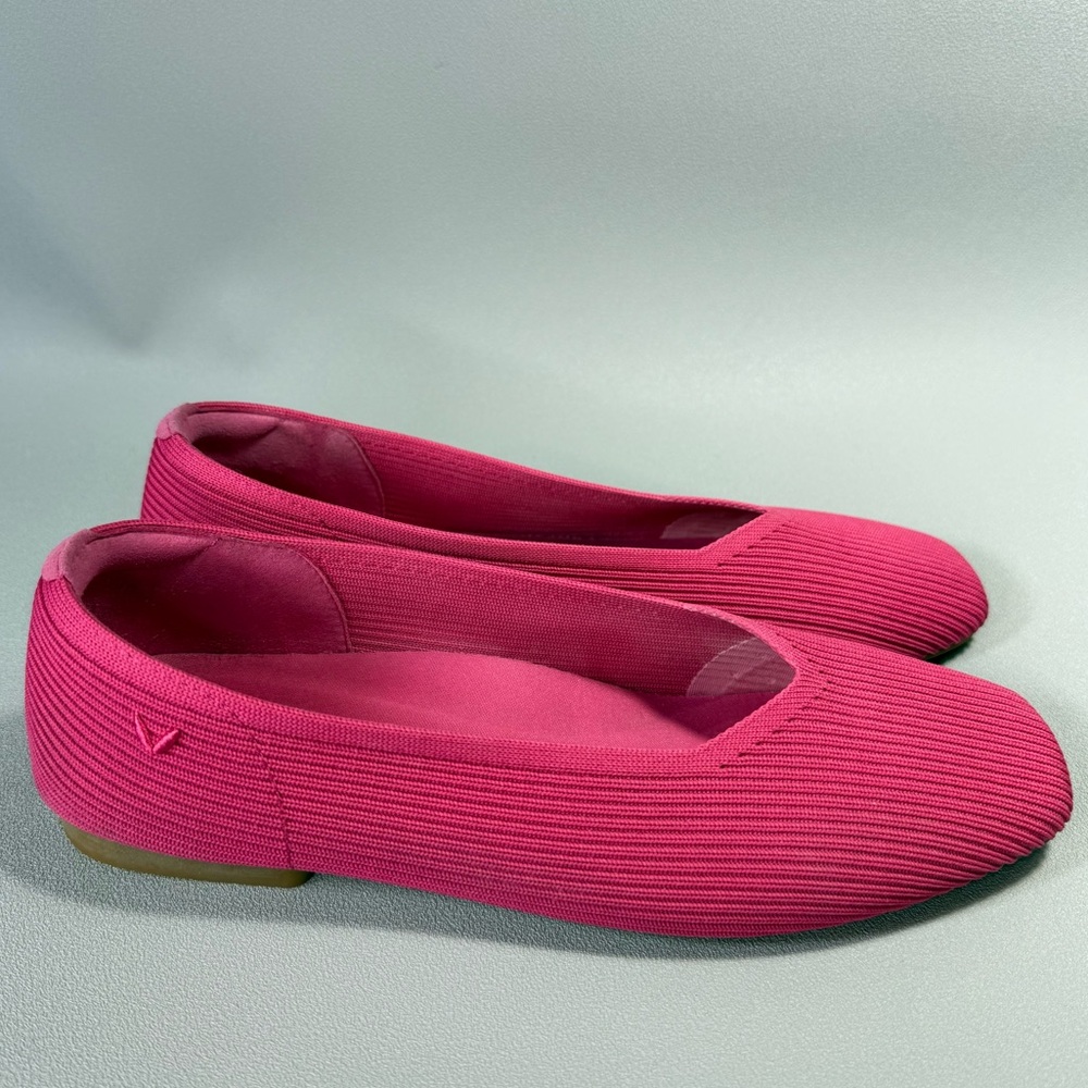 VIVAIA Margot 2.0 Pink Square-Toe V-Cut Knit Ballet Flats - Picture 5 of 13